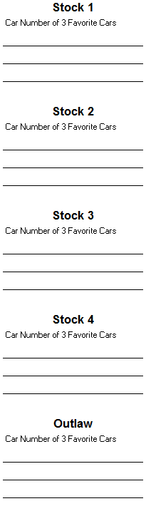 pinewood derby race design ballot