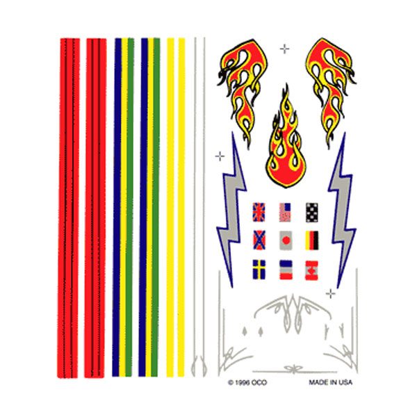 Stripes and Flames Dry Transfer Decals