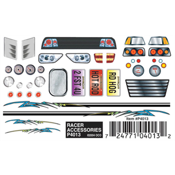 PineCar Dry Transfer Decals for Pinewood Derby Cars: Stripes & Flames, 4 x  5 in