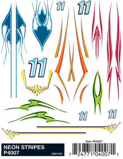 PineCar Dry Transfer Decals for Pinewood Derby Cars: Stripes & Flames, 4 x  5 in