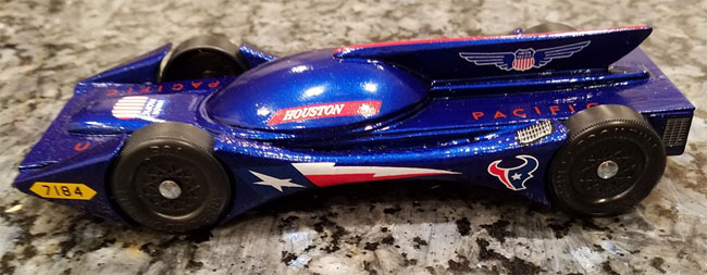 pinewood derby blue exotic car