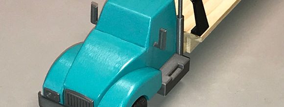 pinewood derby big rig turquoise front