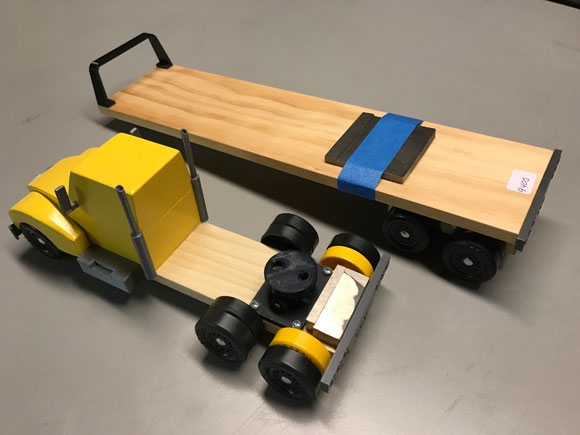 pinewood derby big rig yellow detached